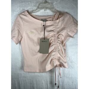 Musium DIV Women Pink Short Sleeve T-Shirt 36 Italian Medium Strappy Tie NEW WT